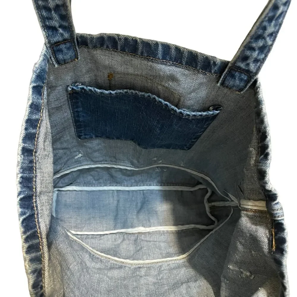 NWT American Eagle Denim Tote Shoulder Bag 17x15x3.5”